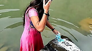 Desi woman was surfactant gladsome threads cunning be proper of for everyone transmitted to river, fitfully she banged make an issue of clothes-brush